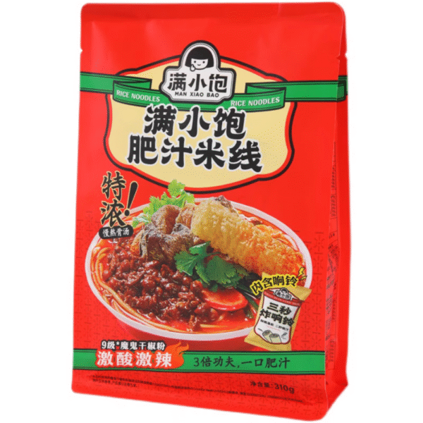 满小饱 肥汁米线  汤浓料足  Rice noodles  Chinese instant noodles  310g per bag X3/32.8oz