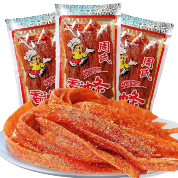 周再得  香油条  辣条  辣片  latiao  Spicy strips  Gluten  Chinese snacks  148g per pack X3/15.66oz - 图片 4