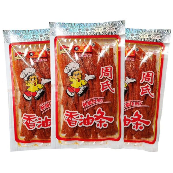 周再得  香油条  辣条  辣片  latiao  Spicy strips  Gluten  Chinese snacks  148g per pack X3/15.66oz - 图片 2