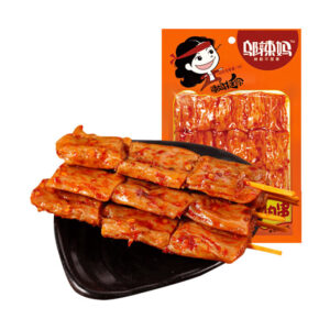 邬辣妈  素面筋  辣条  latiao  Spicy strips  Gluten  Chinese snacks  Chinese food  90g per bag X5/15.87oz