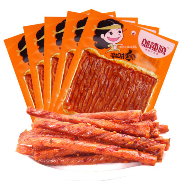 邬辣妈  豆筋  辣条  latiao  Spicy strips  Gluten  Chinese snacks  Chinese food  70g per pack X5/12.35oz - 图片 4