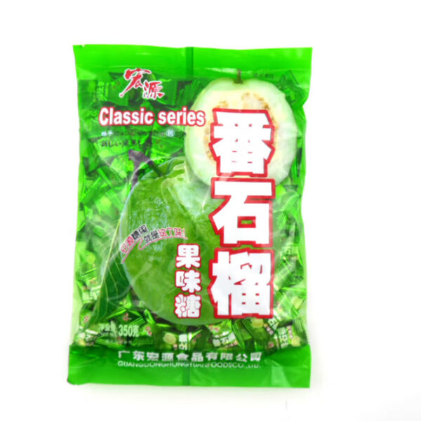 宏源  番石榴糖  Guava-flavored candy  Hard candy  Chinese snacks  350g per bag/12.35oz